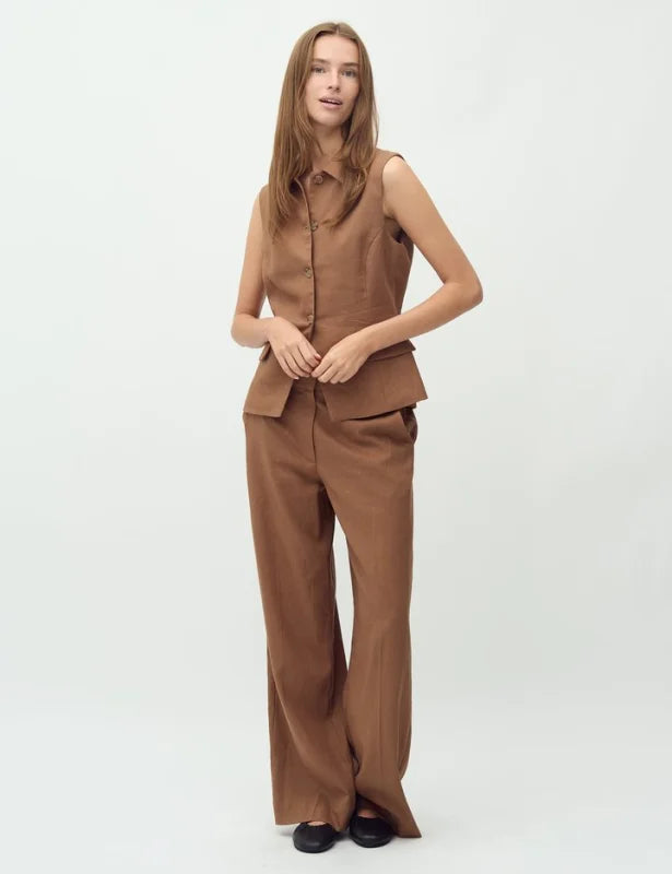 Cristiana Long-M pants brown - Broeken
