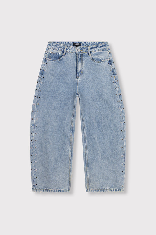 Studded barrel denim pants - Alix The Label