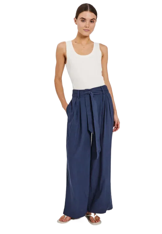 Esma wide pants navy - Broeken