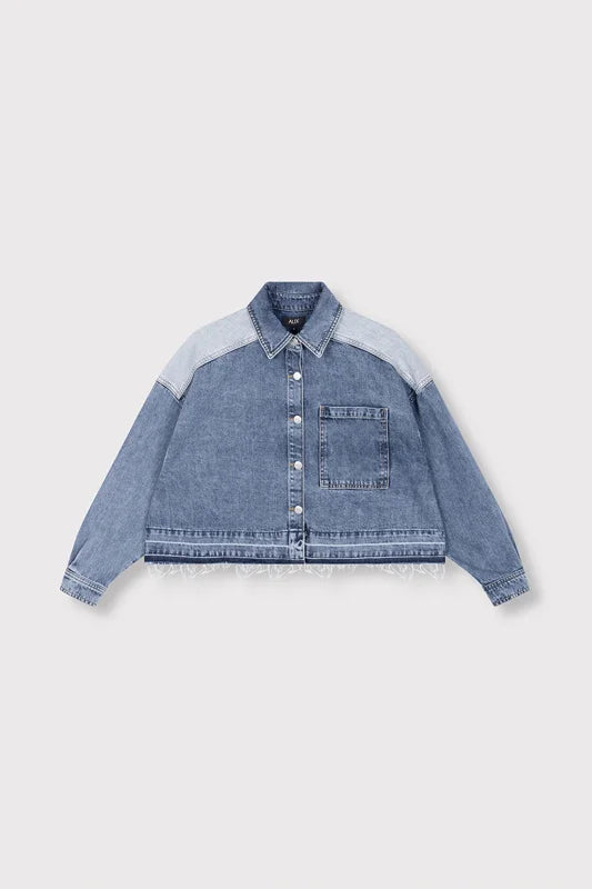Ladies woven mix denim blouse - Alix The Label Blouses