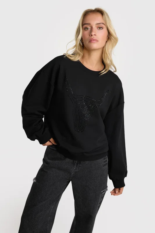 Strass bull sweater - Alix The Label - Truien / Vesten